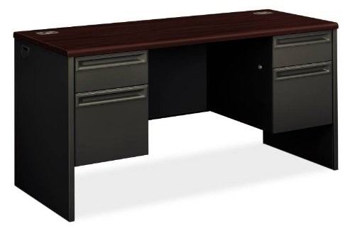 The Hon 38852NS 60″ Double Pedestal Credenza Mahogany/Charcoal