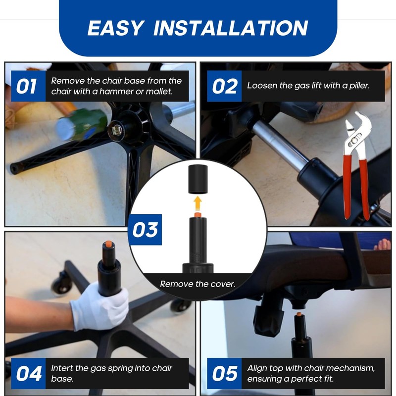 LingaAST Office Chair Gas Lift Cylinder Fits 7.5in Length, Black gallery