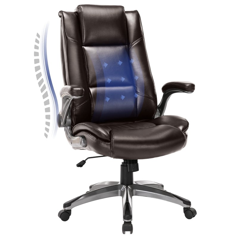 Leather Executive Office Chair – High Back Home Computer Desk Chair with Padd…