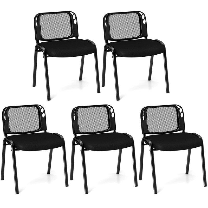 Mesh Conference Room Chairs Set of 5 w/ Upholstered Fabric Seat for Home Office