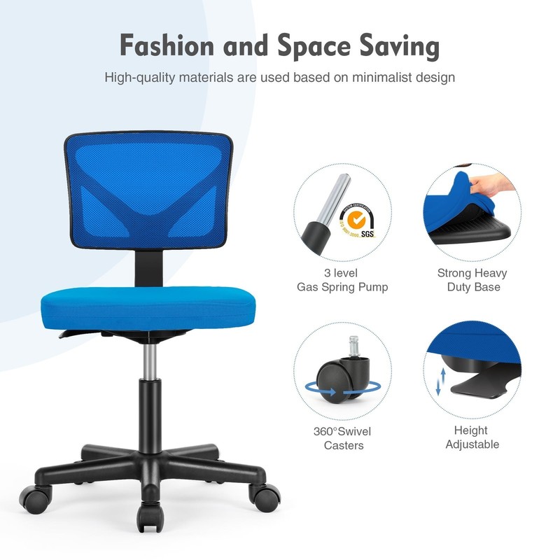 Mesh Task Chair W/ Padded Seat Home Office Blue gallery