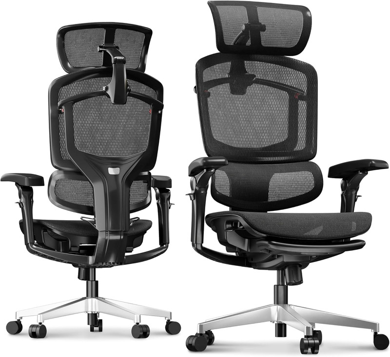 Ergox-Pro Ergonomic Office Chair with Footrest Black – Aeroweave 5.0 Mesh Seat,