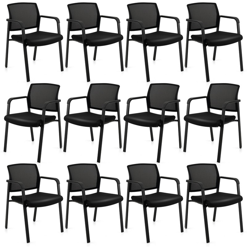 Set of 12 Conference Chairs Stackable Office Guest Mesh Chairs for Waiting Room