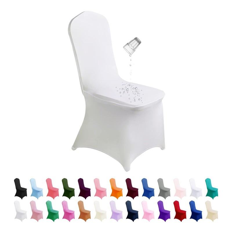 SuperO Waterproof Spandex Chair Cover 12PCS, Stretch Dining White