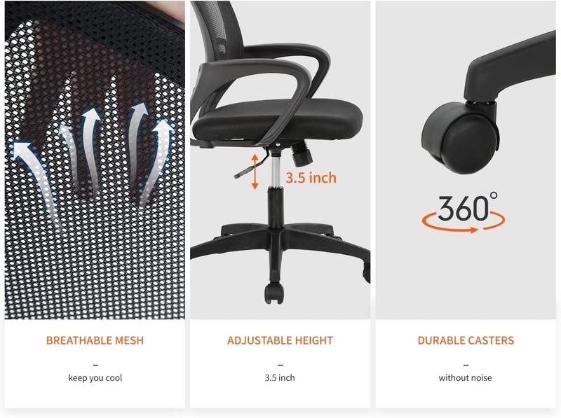 Breathable Mesh Computer Chair with Ergonomic Design - Perfect for Home Office gallery