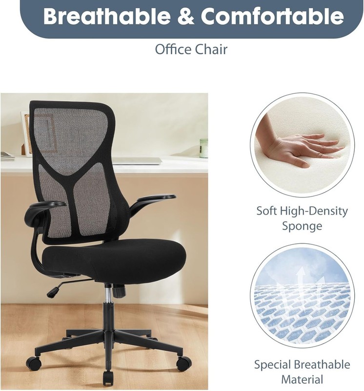HOMEFLA Ergonomic Flip-up Arms Mesh Office Chair High Back Desk Chair with Wheel gallery