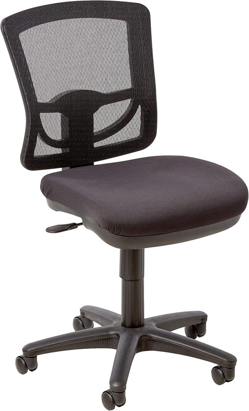 Armless Adjustable Office Task Chair with Breathable Mesh Back - Black