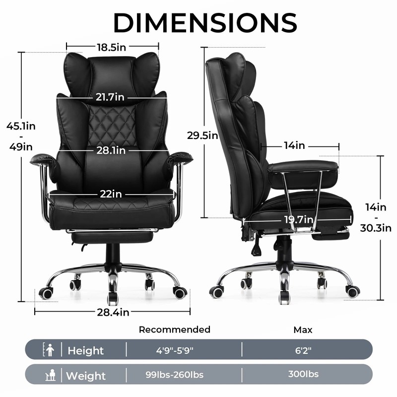 Big & Tall Gaming Chair Ergonomic Office w/Footrest Pocket Spring Lumbar gallery