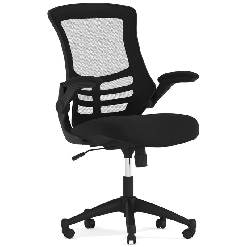 Kelista Adjustable Mid-Back Swivel Chair with Flip-Up Armrests & Lumbar Support