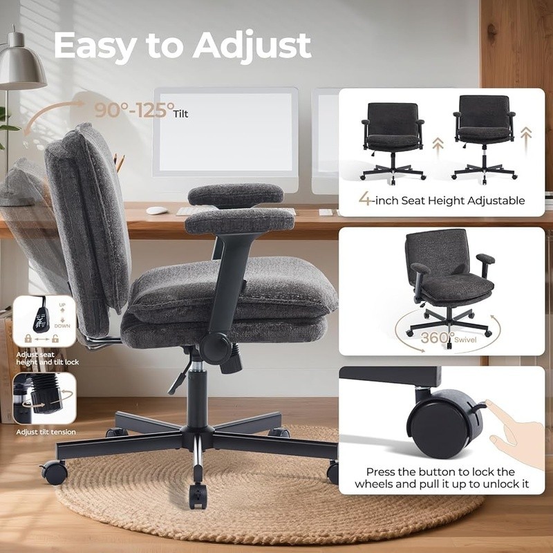 Height Adjustable Flip-Up Armrest Office Chair Lockable Wheels Plush Comfort New gallery