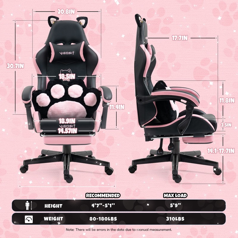 Cute Cat Gaming Chair - Paw Cushion for Girl Gamer gallery