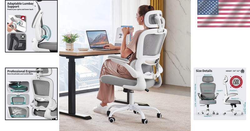 Stylish Ergonomic Office Chair - Adjustable Height, White gallery