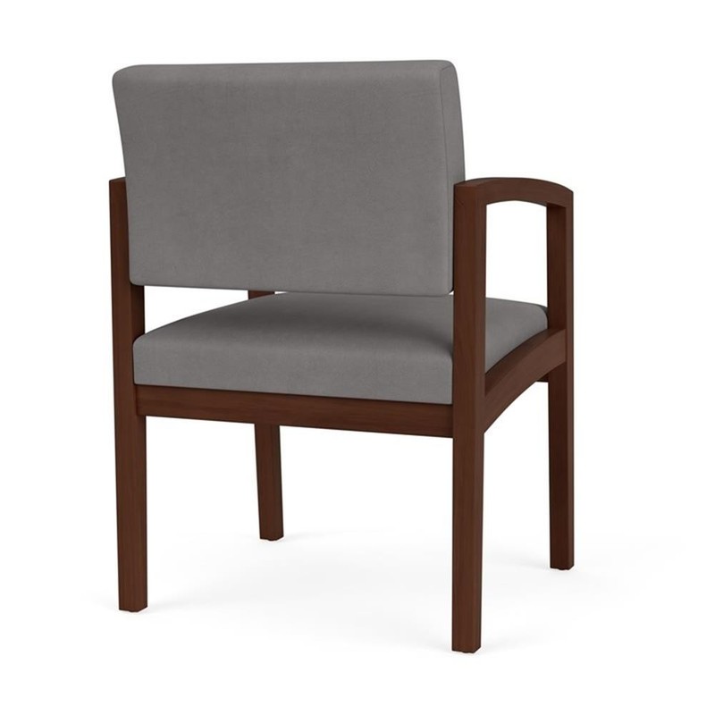 Maklaine Reception Waiting Room Guest Chair in Walnut Wood / Light Gray gallery