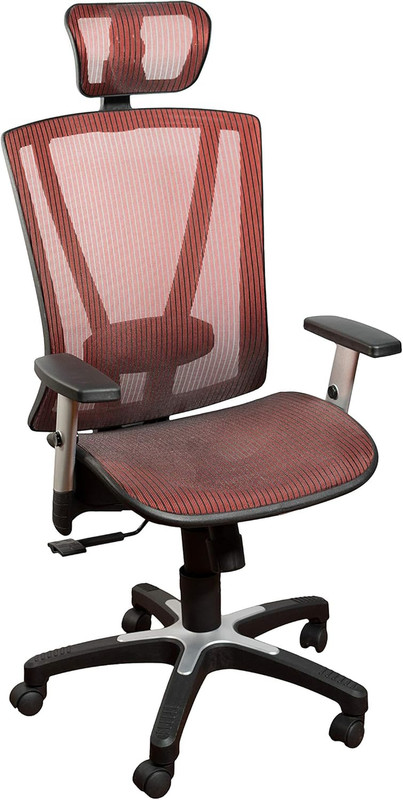 Tall Red Ergonomic Office Chair with Adjustable Headrest & Lumbar Support