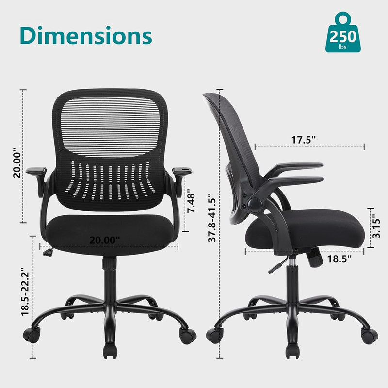 Silla oficina ejecutiva malla ergonomica respaldo medio ajustable soporte lumbar gallery