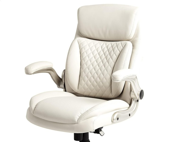 Amazon Basics Ergonomic Executive Office Chair Cream Leather gallery