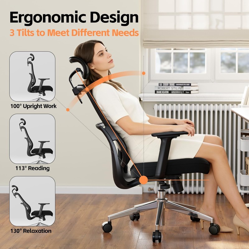 Ergonomic Office Chair, Home Office Desk Chairs, 3D Lumbar Support High Back ... gallery