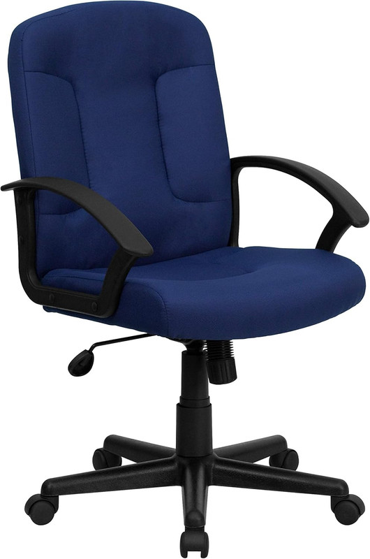 Navy Fabric Executive Swivel Office Chair with Mid-Back and Nylon Arms