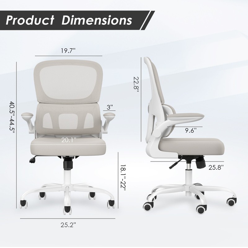 Home Office Desk Chair Mesh Recline Filp Armrest Lumbar Support Rolling Wheels gallery