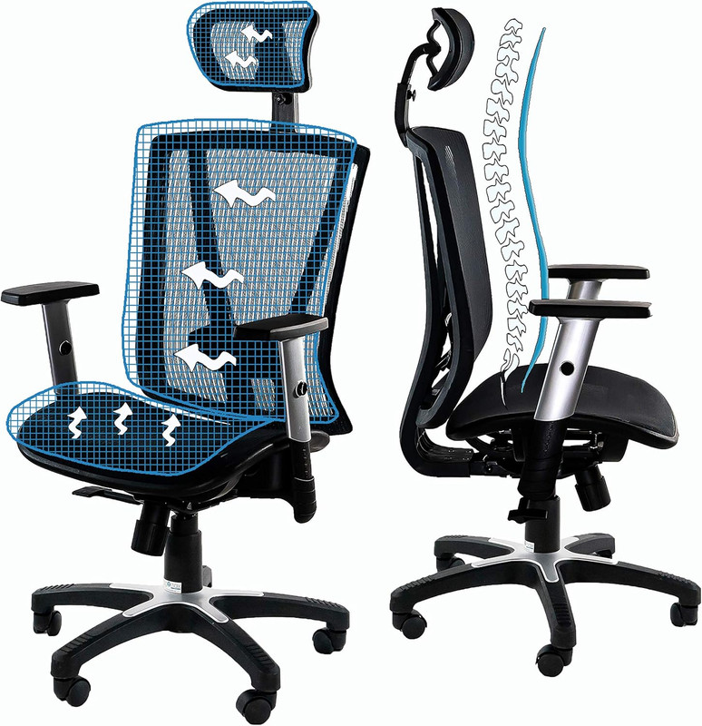 53 in Tall Brown Ergonomic Adjustable Office Chair, Home Office Ergonomic Chair, gallery