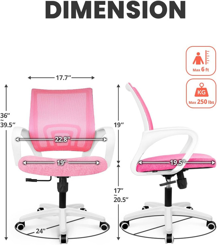 Office Desk Computer Chair Ergonomic Mesh Gaming Mid Back Seat with Comfy Lumbar gallery