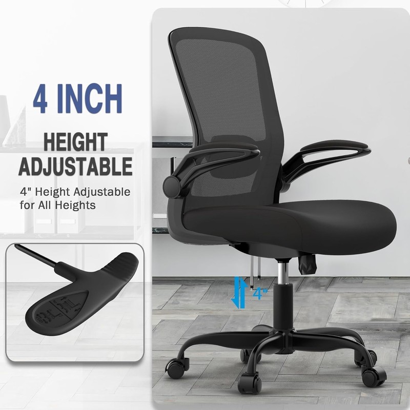 High-Back Office Chair - Ergonomic Design, 300lbs Capacity, Modern Black Finish gallery