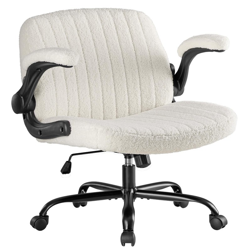 DUMOS Criss Cross Home Office Chair with Wheels, Wide Cross Legged Desk Vanit...