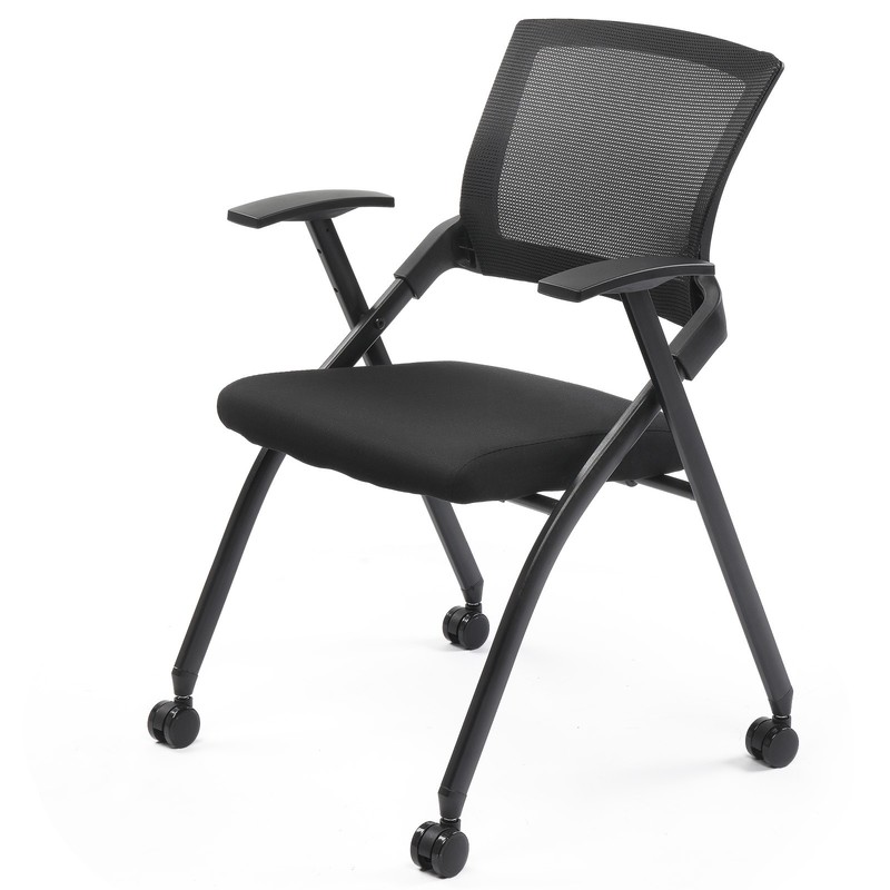 1/2Pcs Foldable Conference Room Chairs Stackable Office Chair Padded Seat,Black gallery