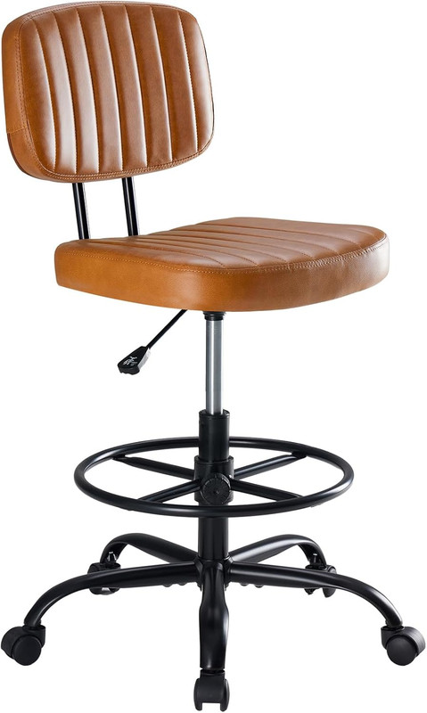 Armless Drafting Chair, Low Back Office Seat with Adjustable Footrest Ring for S