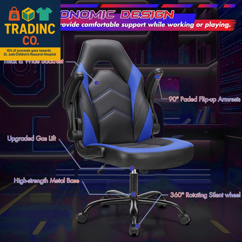 Computer Gaming Desk Chair - Ergonomic Office Executive Adjustable Swivel Task P gallery