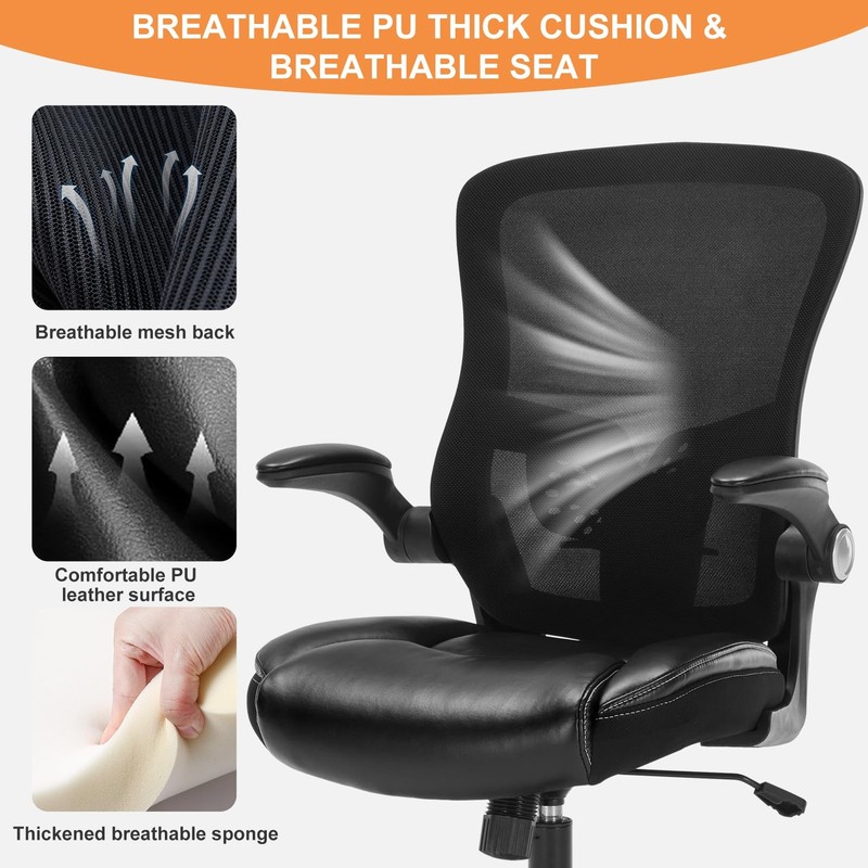 ® Ergonomic Office Chair, Adjustable Flip-Up Armrest Desk Chair with Lumbar ,... gallery