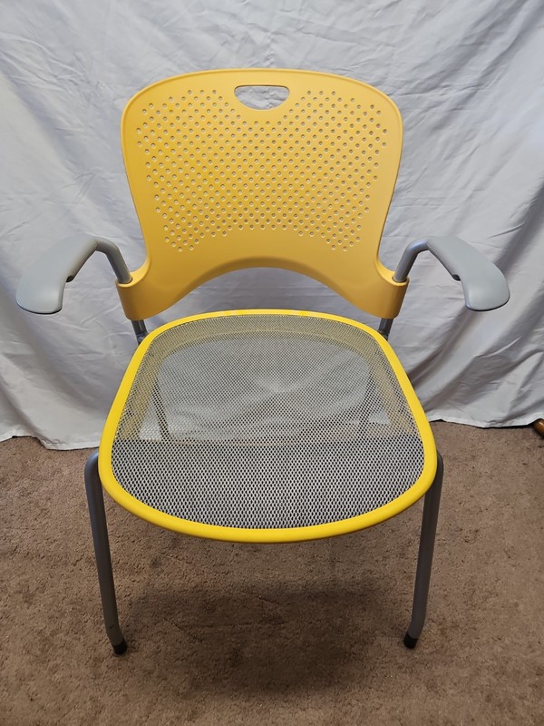2008 Herman Miller Yellow Caper Side Chair With Arms No Casters Stackable!