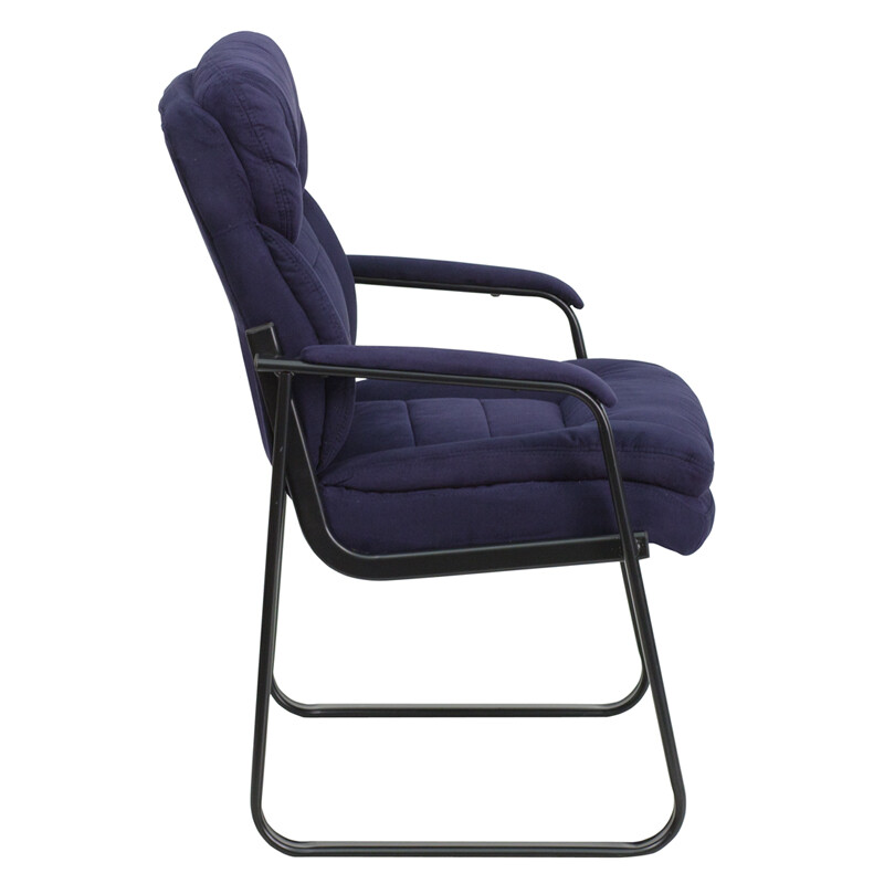Blue Microfiber Executive Side Reception Chair w/ Lumbar Support & Sled Base gallery