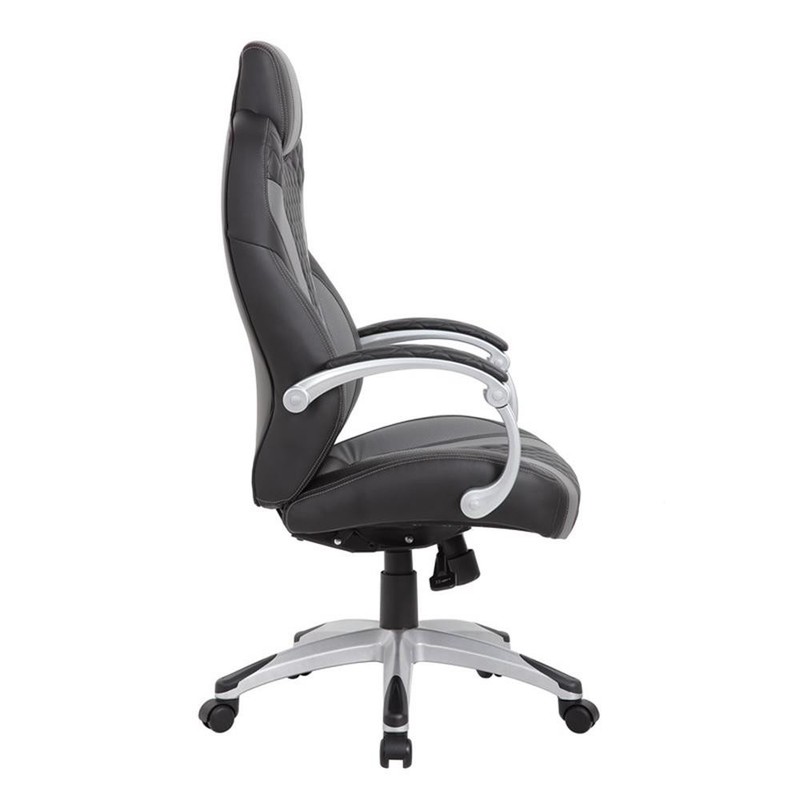 Boss Office Hinged Arm Vinyl Executive Chair in Black/Gray gallery