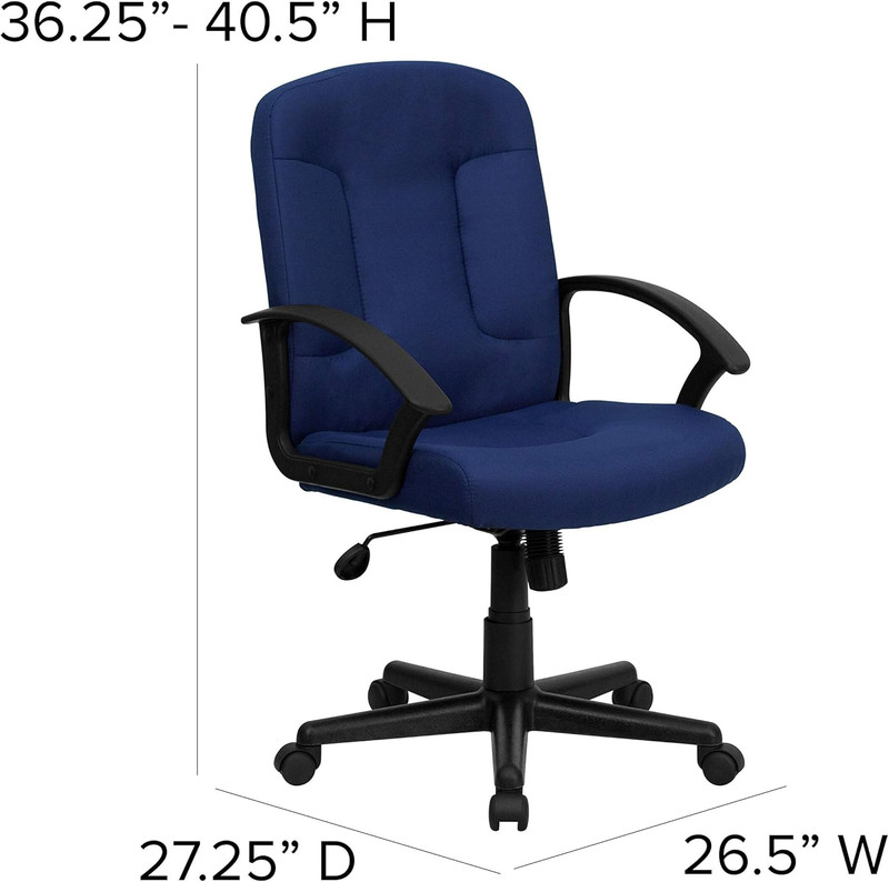 Garver Mid-Back Navy Fabric Executive Swivel Office Chair with Nylon Arms gallery