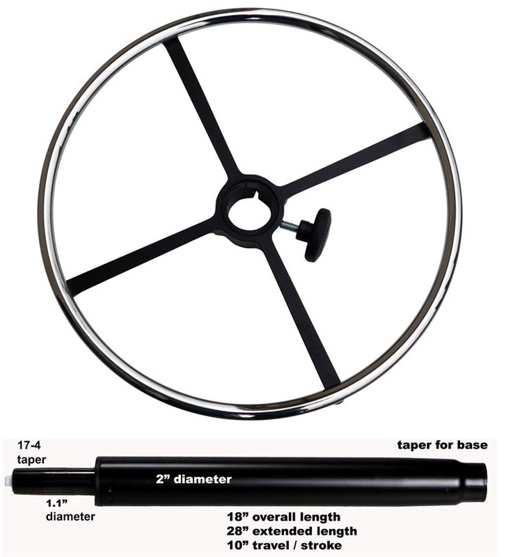 Drafting Stool Counter Chair Kit 18" Diameter Foot Ring Rest 10" Stroke Cylinder