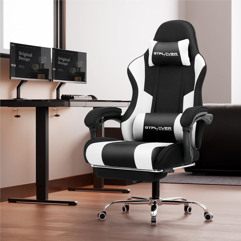Gaming Chair, Computer Chair with Footrest and Lumbar Support, Height Adjusta... gallery