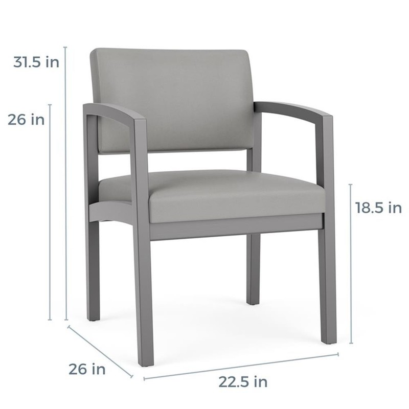 Maklaine Reception Waiting Room Guest Chair in Walnut Wood / Light Gray gallery