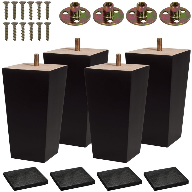 BARIEN (5 Sizes: 3"- 4"- 5"- 6"- 8") Set of 4 Wood Furniture 5", Dark Brown