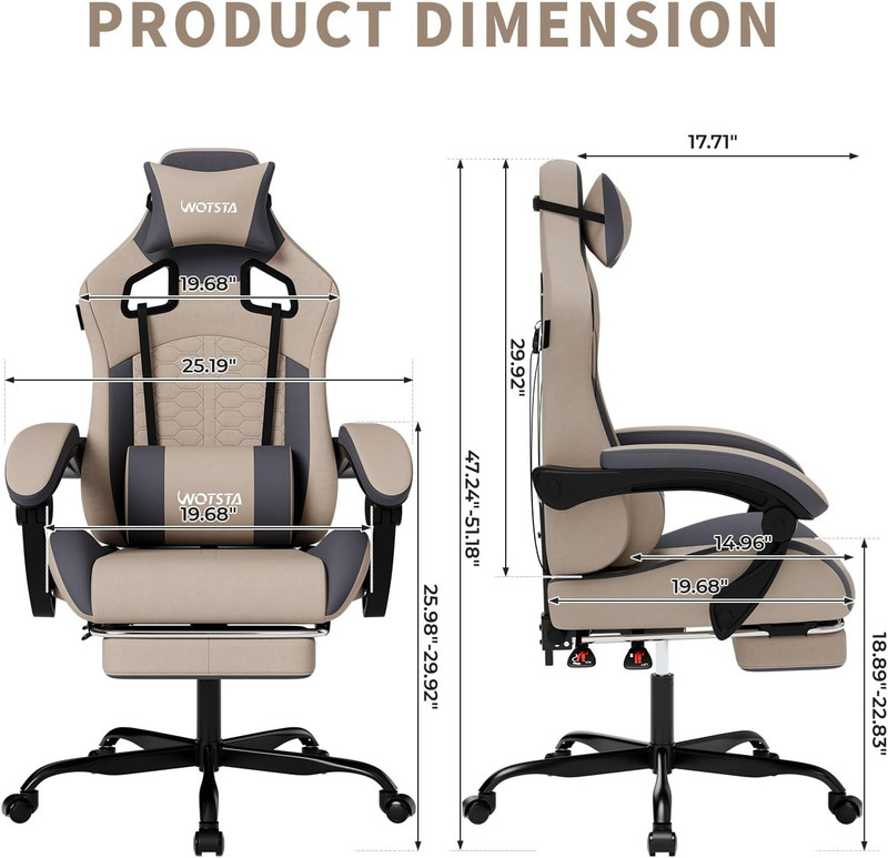 Gaming Chair with Massage,Ergonomic PC Gaming Chair with Footrest Comfortable He gallery