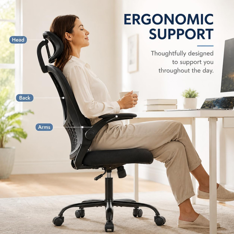 Ergonomic Black Office Chair with Adjustable Headrest and Lumbar Support gallery