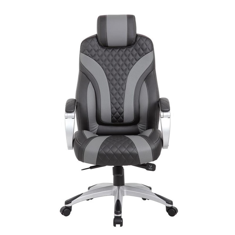 Boss Office Hinged Arm Vinyl Executive Chair in Black/Gray gallery
