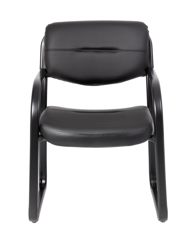 Boss Office Products Leather Guest Chair with Sled Base in Black gallery