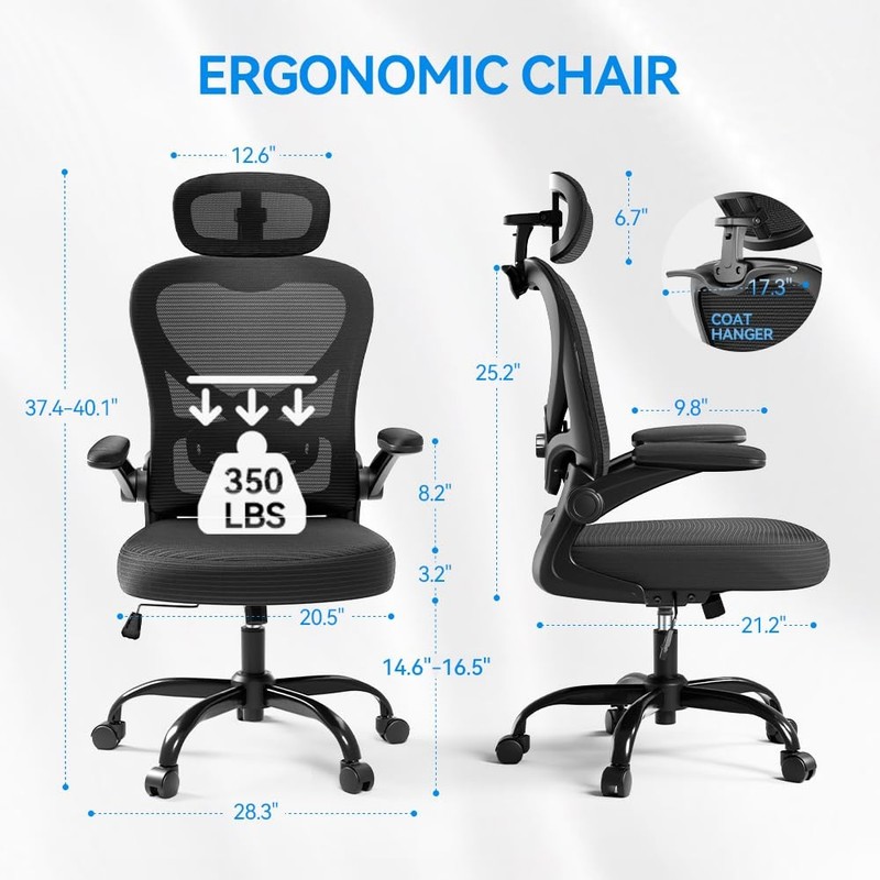 Ergonomic Office Chair with Headrest 3D, Mesh Office Desk Chair with Adjustab... gallery