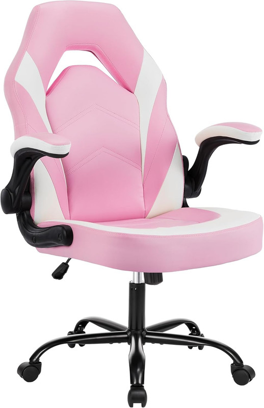Ergonomic Heavy Duty Gaming Chair with Lumbar Support - Pink & White