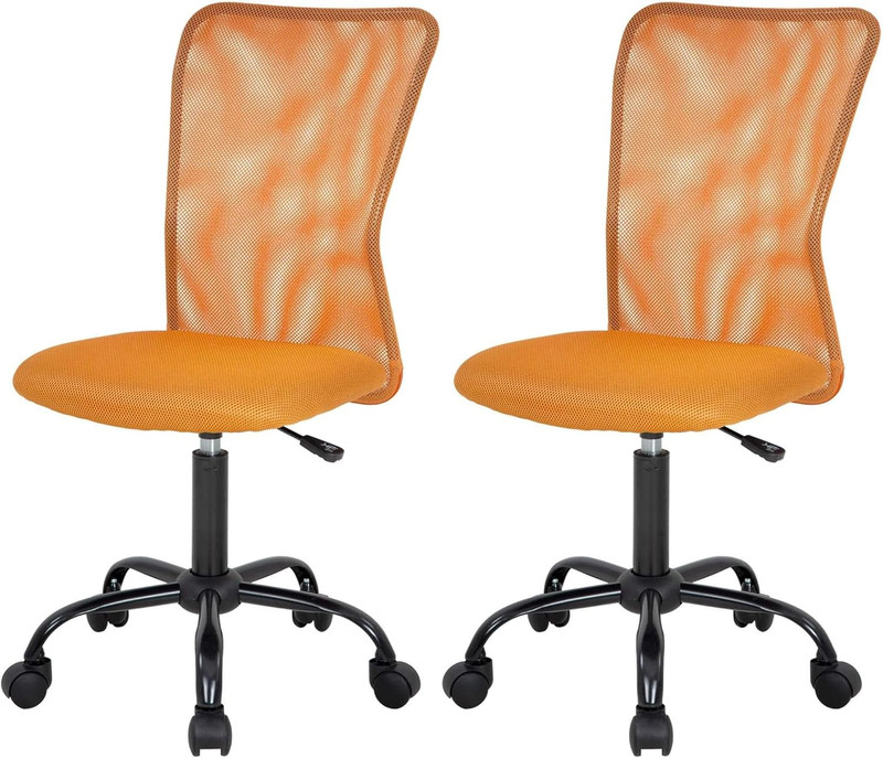 Ergonomic Mesh Office Chair with Lumbar Support – Pack of 2, Orange