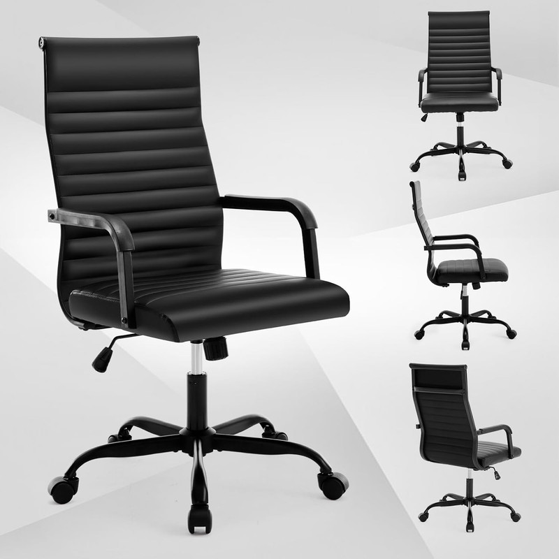 Office Chair, Ergonomic Executive Conference Room Chairs, Ribbed Leather Desk Ch gallery