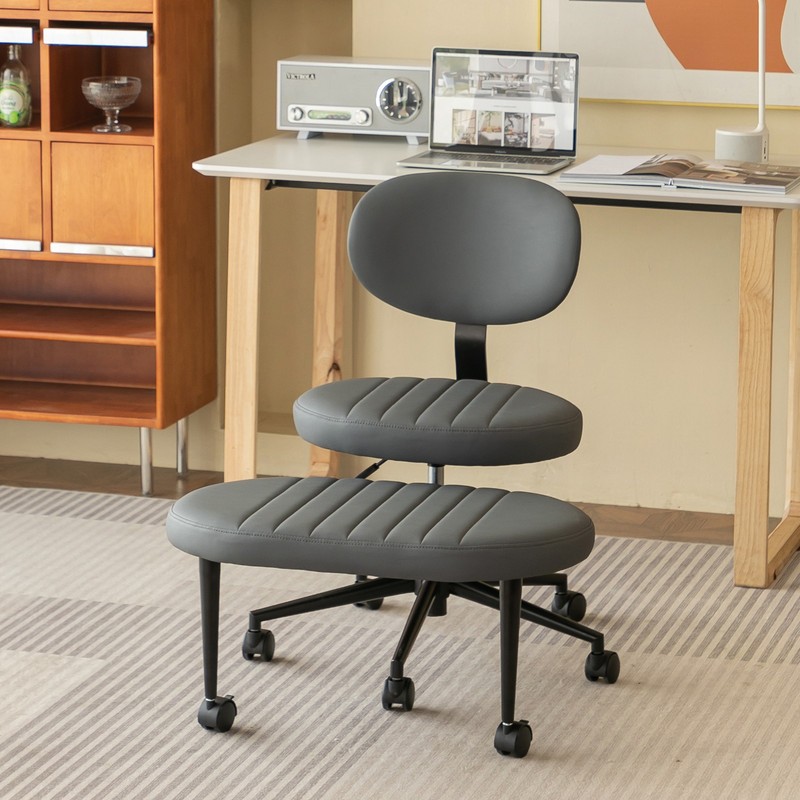 Ergonomic Cross Legged Office Chair with Back Support & Swivel Base