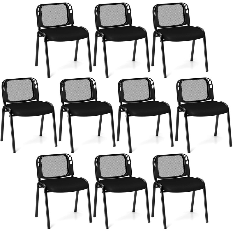 Mesh Conference Room Chairs Set of 10 w/ Upholstered Fabric Seat for Home Office