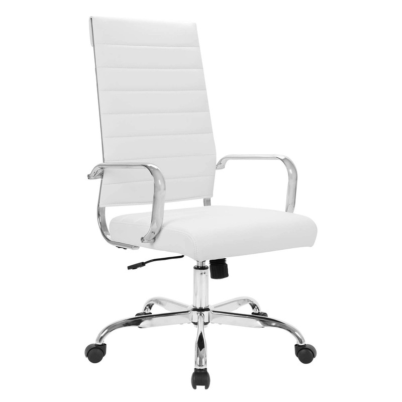 Home Office Chair Ribbed Leather High Back Executive Swivel Computer Desk Cha…